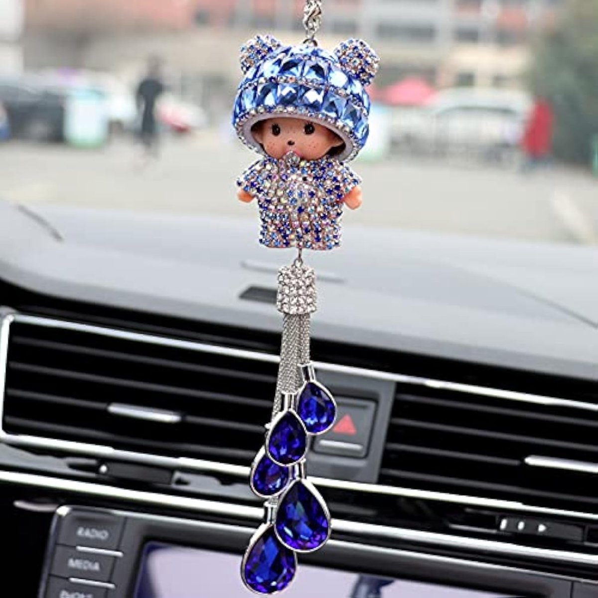 Allecto - Auto Achteruitkijkspiegel Ornament - Kristallen Diamant - Luxe Bling Decoratie - Geschikt voor Auto Interieur - Hangend Pendant - Mooi Ac...