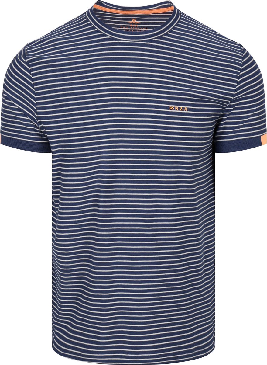 NZA T-shirt Jersey Stripe Donkerblauw (navy) Sky - Maat 3XL - Heren - Casual T-shirts