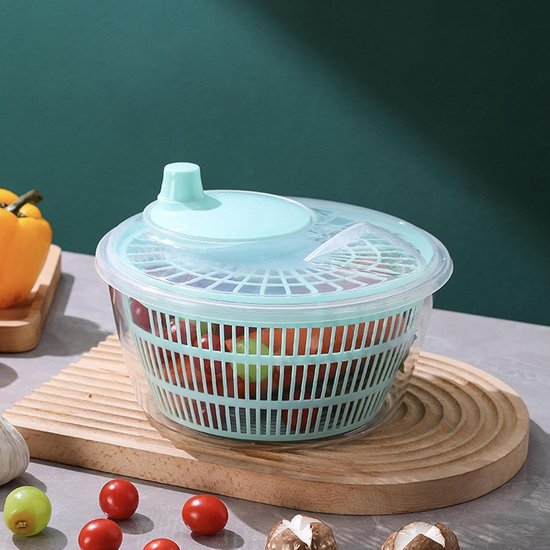 Saladecentrifuge - Keuken spinner - Groente drogen - Praktisch afvoergat - 22.8 x 17.5 cm - Blauw — afbeelding 4