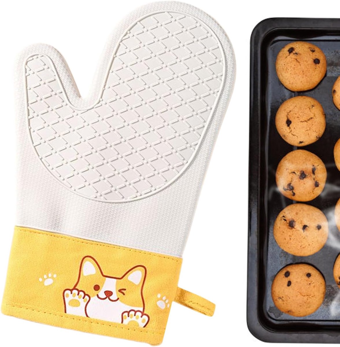 Ovenwanten - Kookwanten Hittebestendig - Barbecue Pizza Bakken - Dubbellaags Geïsoleerd - 28 x 14 cm - Hondenpatroon