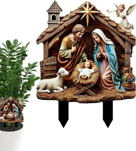Kerststal Voor Buiten - Tuinversiering Figurenset - Feestelijke Decoratie - Weerbestendig Acryl - 30x235 cm