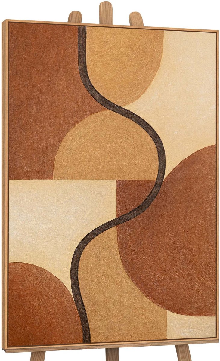 Canvas schilderij handgeschilderd intertwining forms abstract – YS-Art Gallery – Luxe wanddecoratie voor woonkamer – Modern schilderij voor slaapkamer en hal wood