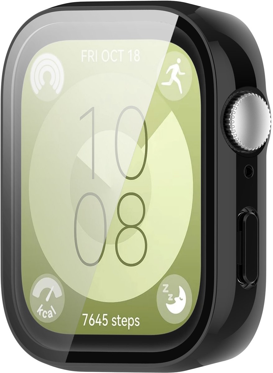 By Qubix - Waterproof Hard case - Zwart (glans) - geschikt voor Huawei Watch Fit 3