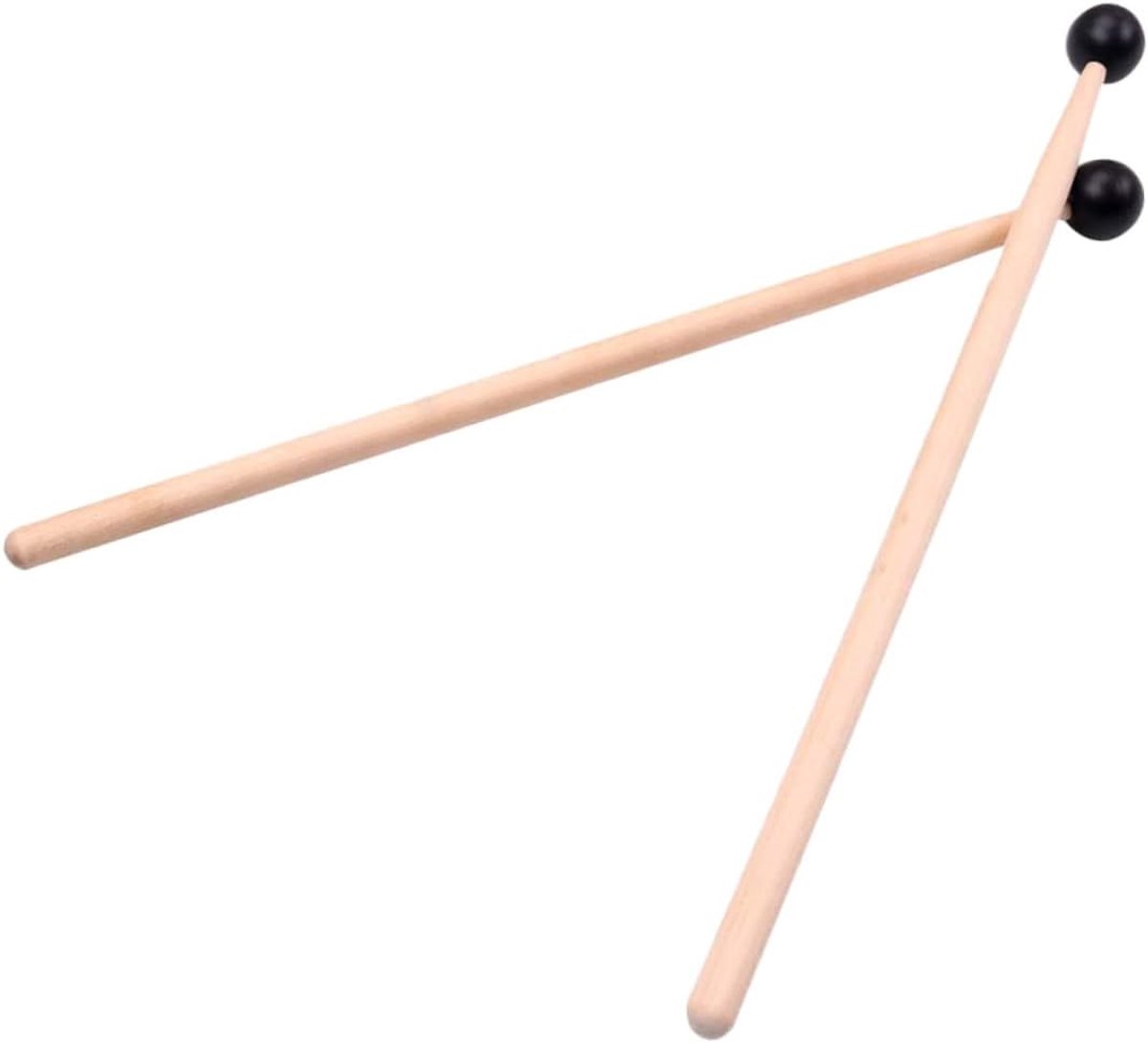 Drumstokken Set - Percussie Stokjes - Muziek Maken - Houten Rubberen Kop - 42x3cm - Khaki