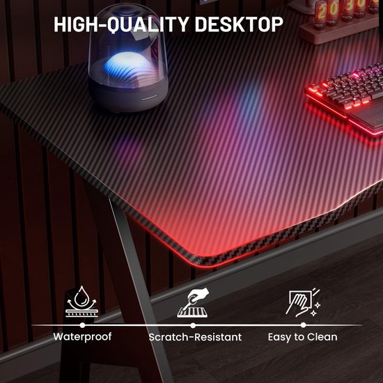 Gamingbureau - Computertafel - Thuiswerken - Ergonomisch ontwerp - 100 x 50 cm - Zwart — afbeelding 5