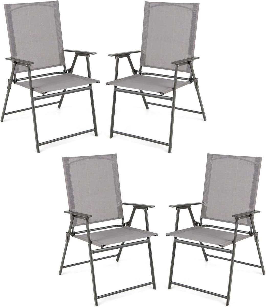 KOMFOTTEU Klapstoelen, 4 draagbare campingstoelen met hoge rugleuning, belasting tot 150 kg, outdoorstoel met veiligheidsslot, voor tuin, terras, strand
