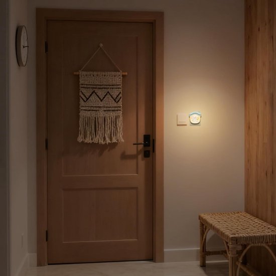 Nachtlampje Kinderen - Wandlampje Babykamer - Veilige Nachtrust - Automatische Schemeringssensor - 8 x 8 x 8 cm - Veelkleurig van Merkloos — afbeelding 3