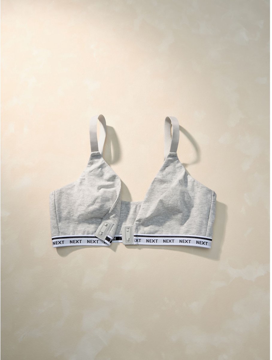 Next - Dames - Adaptive Logo Cotton Bralet - Grijs