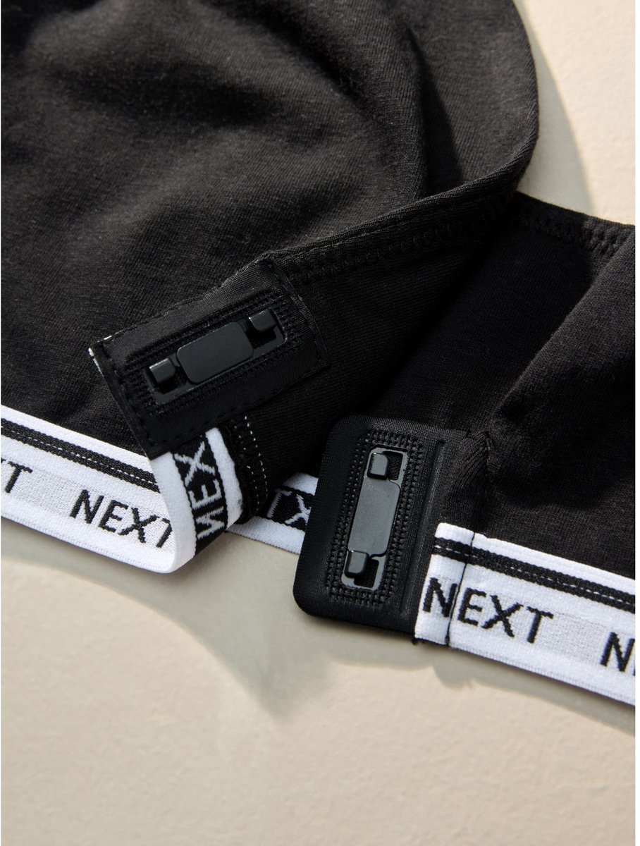Next - Dames - Adaptive Logo Cotton Bralet - Zwart