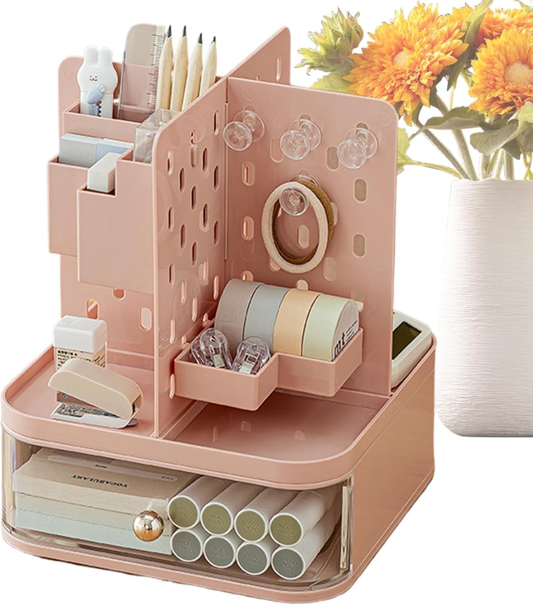 Bureau Organizer - Bureau Lade - Bureau Opruimen - 360 Graden Draaibaar - 20x20x24 cm - Roze
