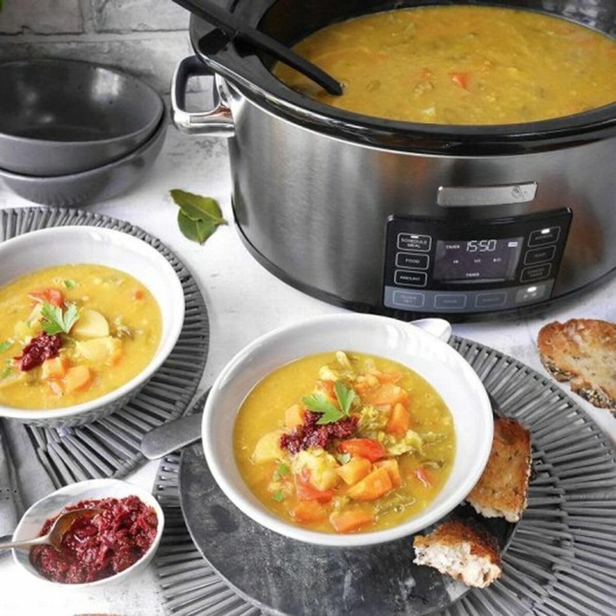 SVN® Slowcooker met Timer - Crockpot - Stoompan - Inclusief Warmhoudfunctie - Zilver - 29cm x 41cm x 25cm – foto 3