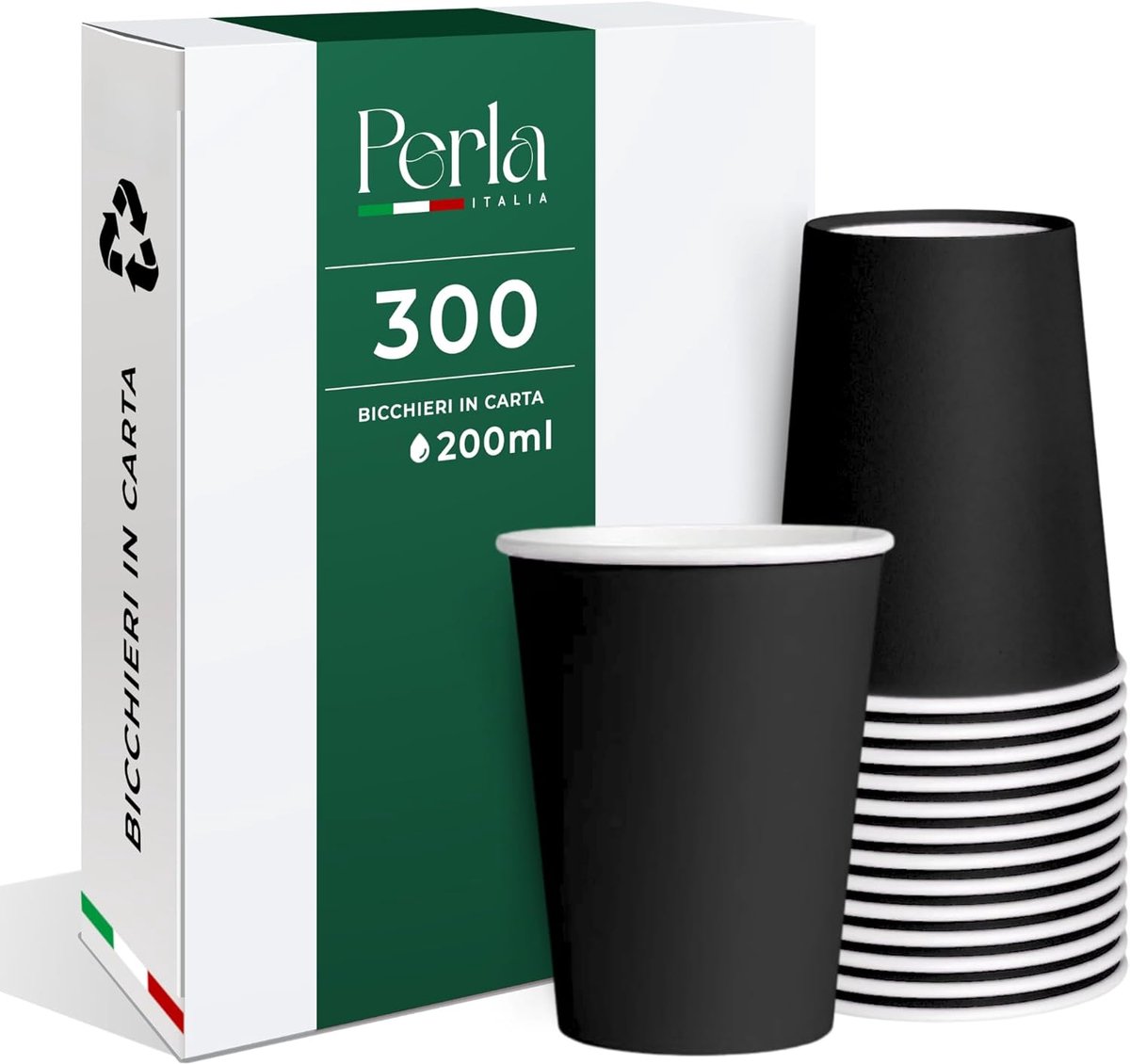 Papieren Bekers - Wegwerp Bekers - Koude Warme Dranken - Milieuvriendelijk Biodegradabel - 200 ml Inhoud - Zwart