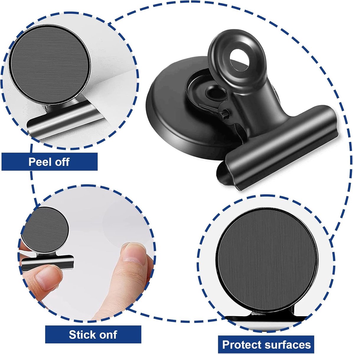Magnetische clips, magnetische clips Geschikt voor de koelkast, geschikt voor thuis, op kantoor en op school (zwart (10 stuks))