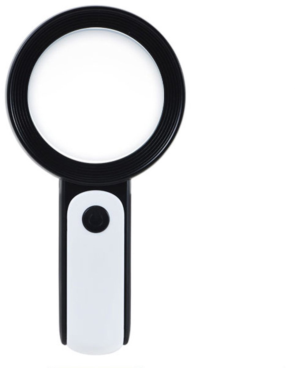 Handloep met verlichting, grote vergrootglas met verlichting, voorzien van warm en koud LED-licht, 3 lichtstanden, geschikt voor ouderen om te lezen, munten en sieraden te verzamelen - zwart.