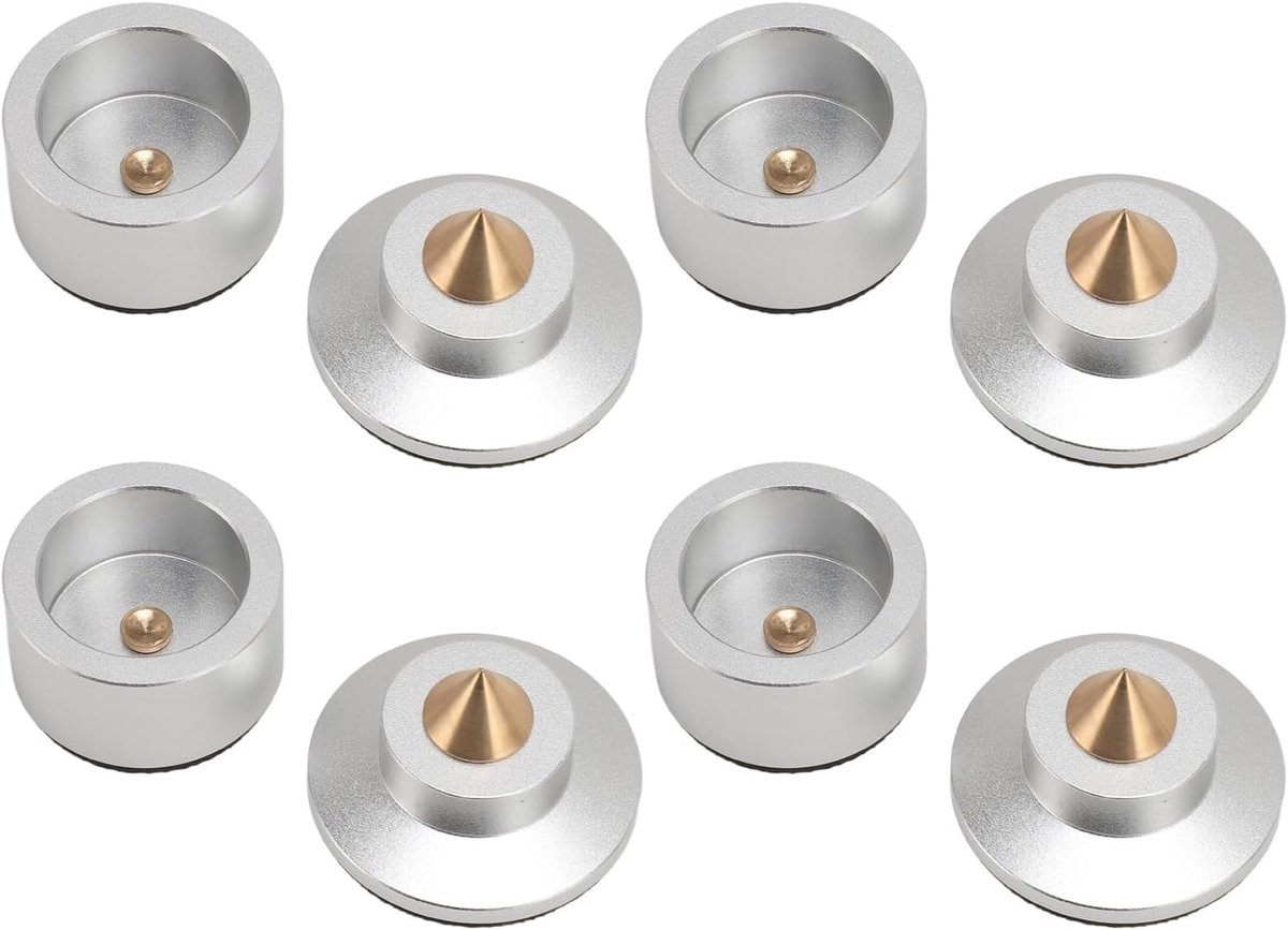 Luidspreker Isolatievoeten - Trillingsdempers - Audio Stabilisatie - Aluminiumlegering met siliconen - 4 Stuks - Zilver