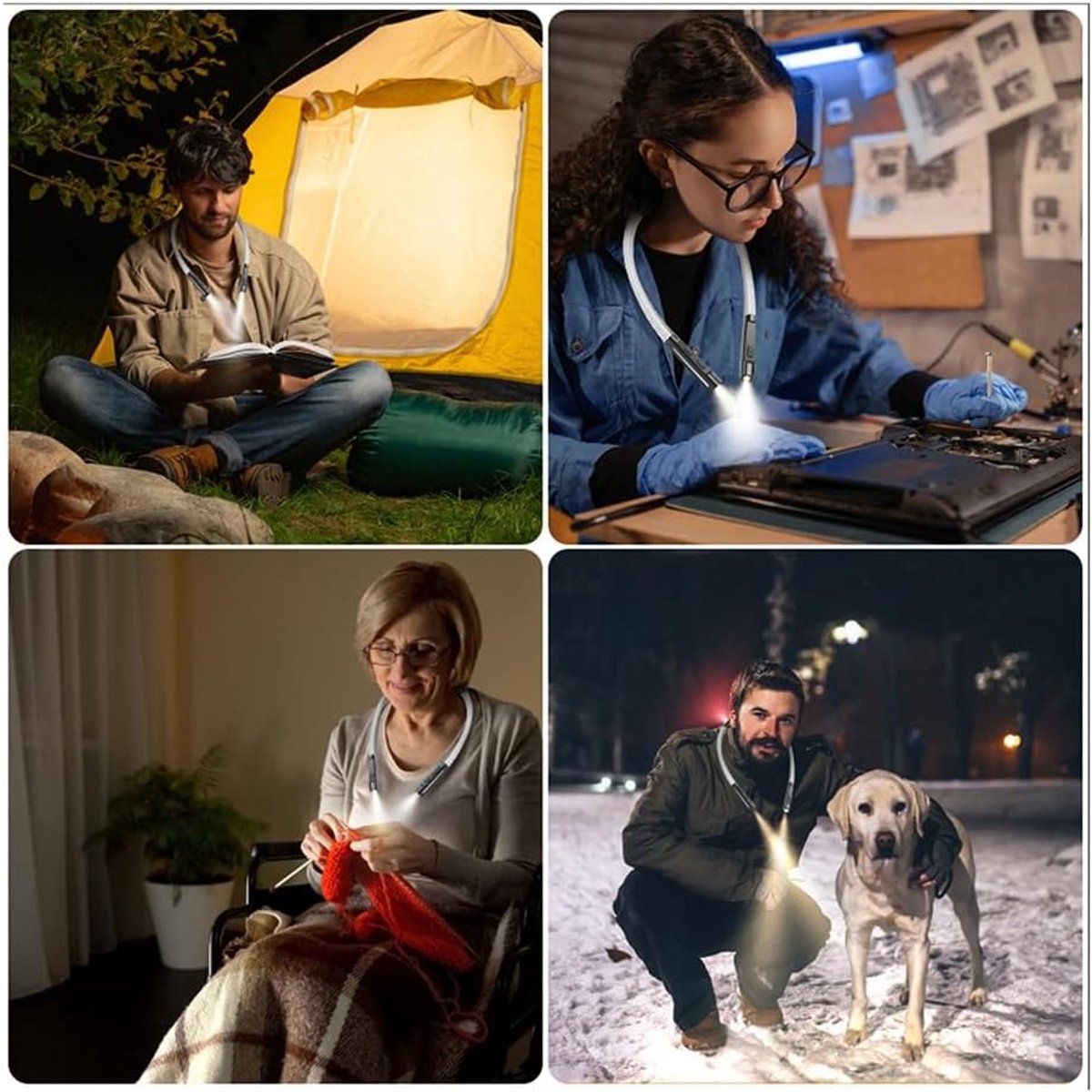 Nek Leeslamp - Draagbaar Licht - Lezen in Bed - Flexibele Siliconen Armen - 21 x 15 x 4 cm — cadeau in Gadgets - foto 5