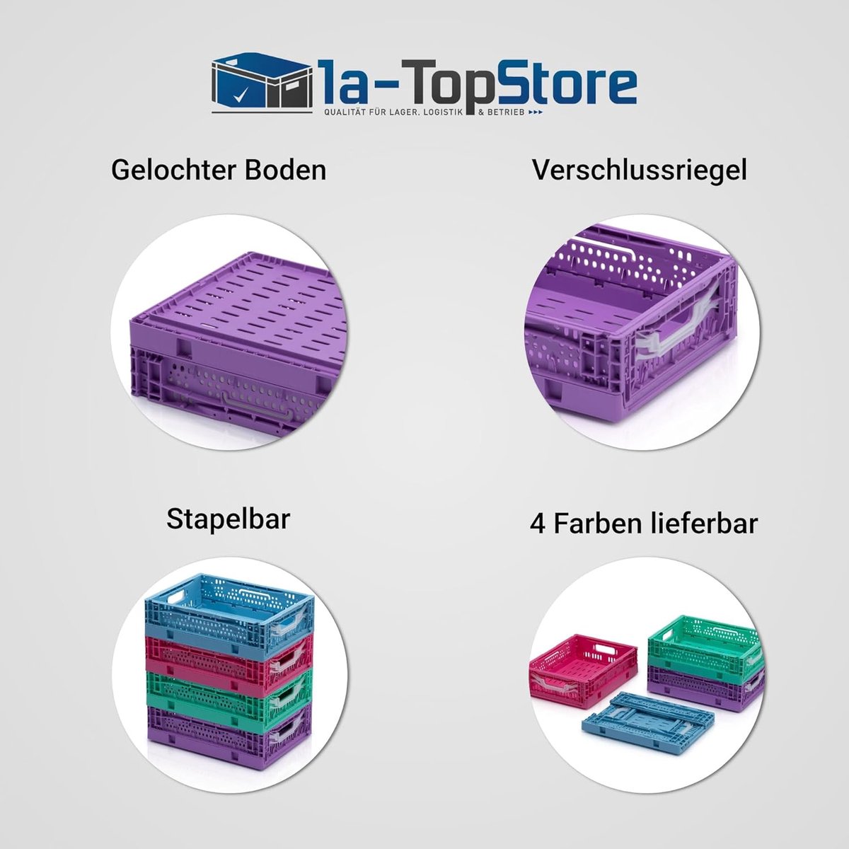 Vouwbox - Klapbox Opberger - Ruimte Besparen - Geperforeerd Opvouwbaar - 40x30x12 cm - Violet