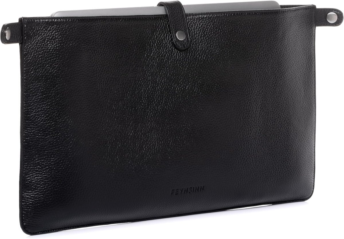 Leren Handtas - Lange Hengsels - Laptop Tas - Handgemaakt Design - 42 x 25 cm - Zwart