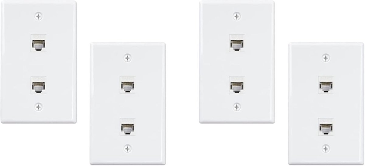 Ethernet Wandplaten - Netwerk Contactdozen - Netwerk Installatie - Dubbele Poort - 115 x 70 mm - Wit