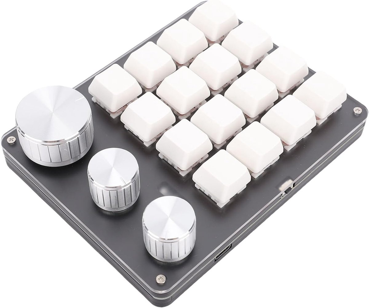 Programmeerbaar Toetsenbord - Macro Toetsenbord - Snelkoppelingen Instellen - 16 Programmeerbare Toetsen - Aluminium Knoppen - Wit