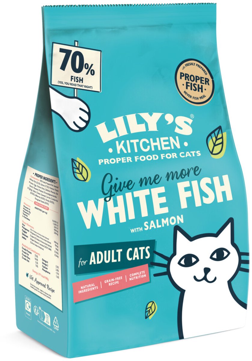 Lily's Kitchen Lily's Kitchen Katenvoer Droog Adult Witvis & Zalm - 2 x 800 gr - Voordeelverpakking