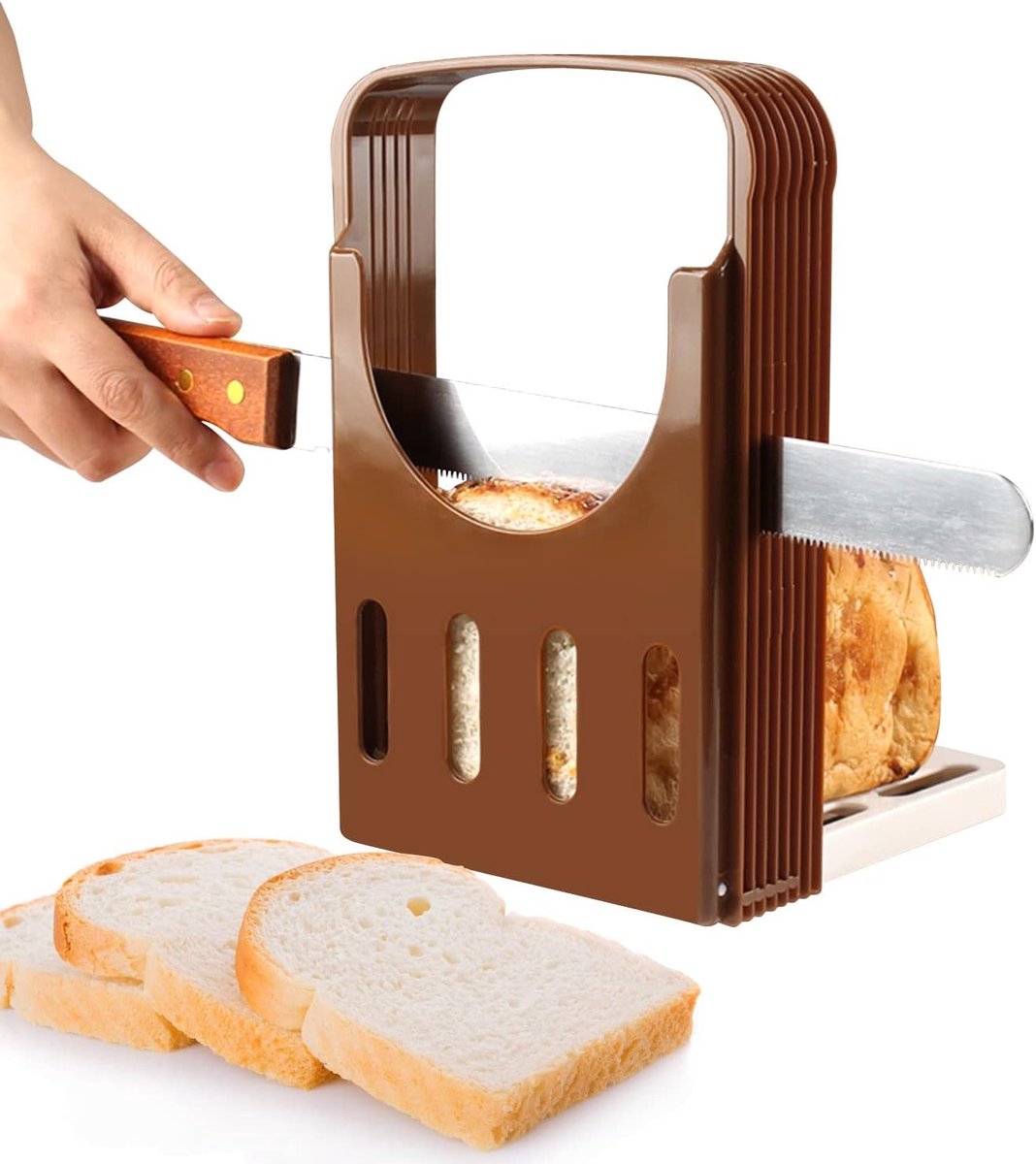 Handmatige opvouwbare broodsnijder – Instelbaar, 4 diktes, voor croque brood