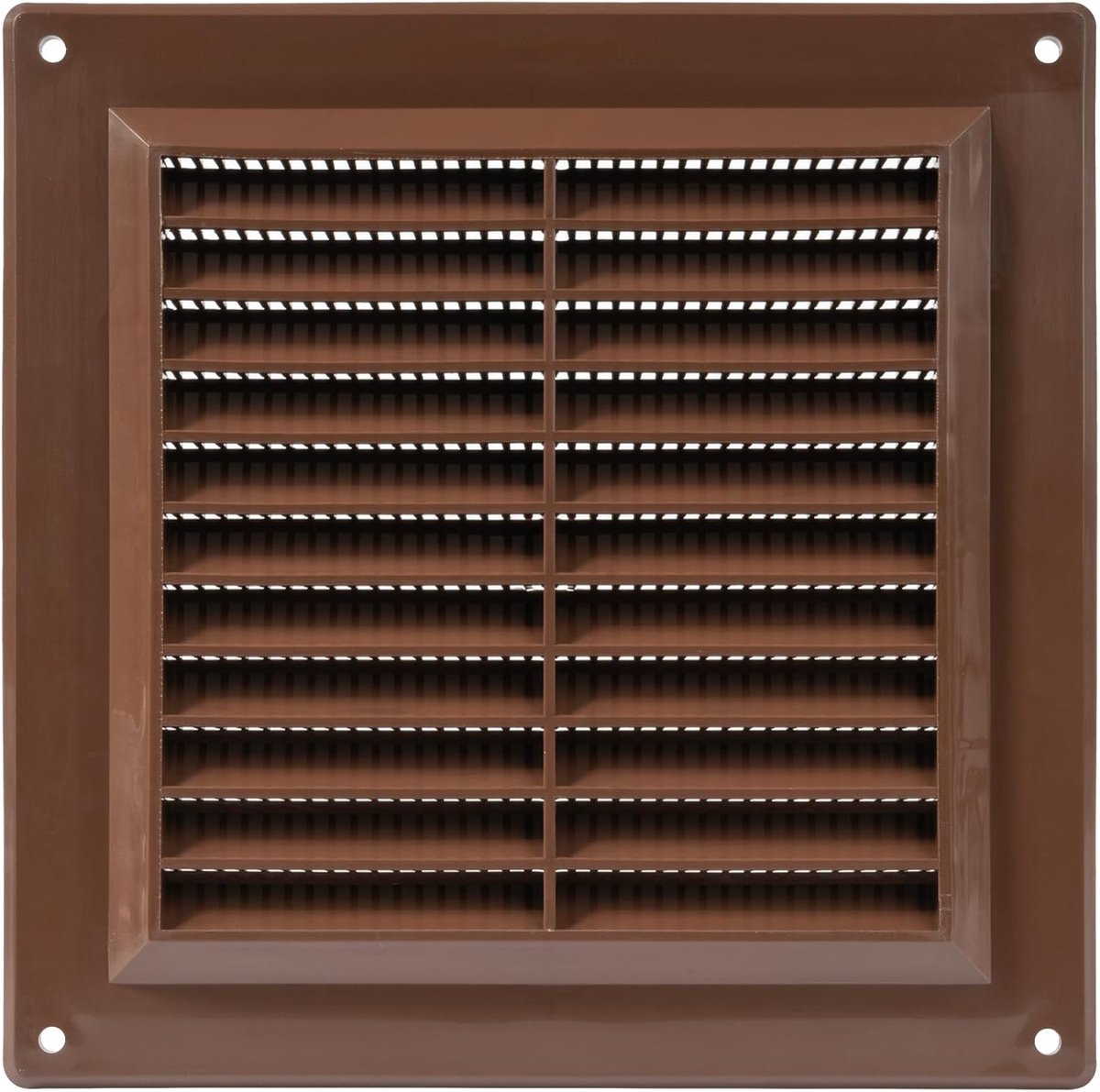 Ventilatierooster Vierkant - Lamellenrooster Insectengaas - Ventilatie Afdekking - UV Bestendig Plastic - 150x150 mm - Bruin