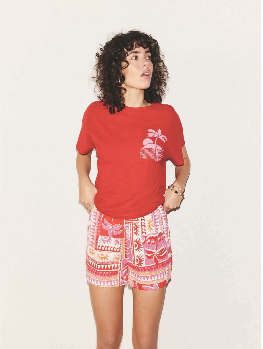 Next - Dames - Katoenen pyjama met short - Rood