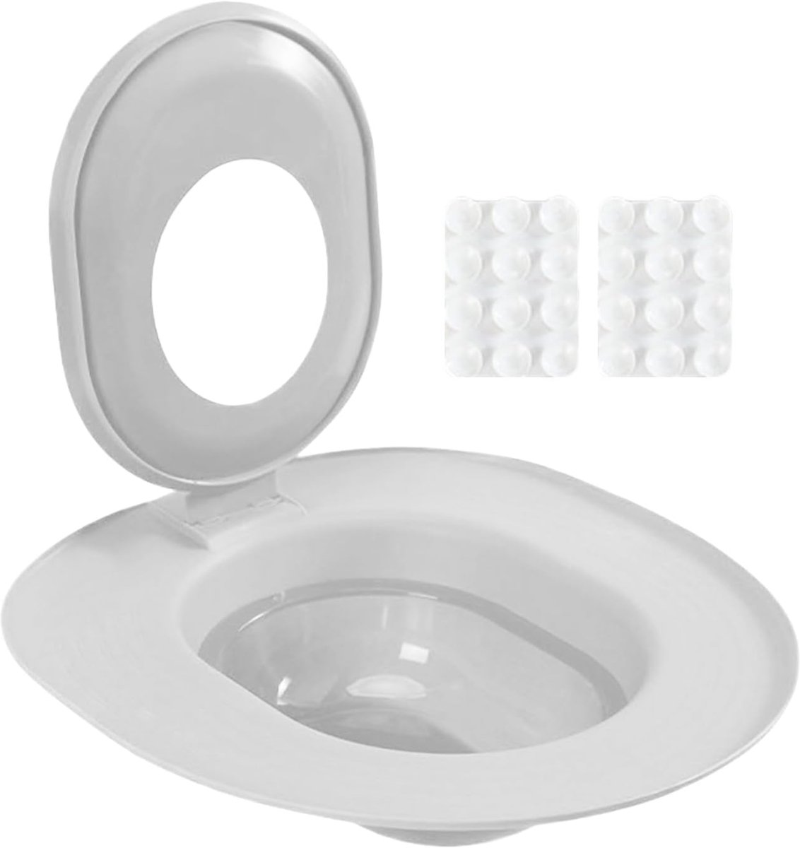 Kattentrainingsset Toilet - Zindelijkheidstraining Kat - Hygiënisch Huisdier - Boorvrije Bevestiging - 40 x 38.5 x 10.4 cm - Grijs