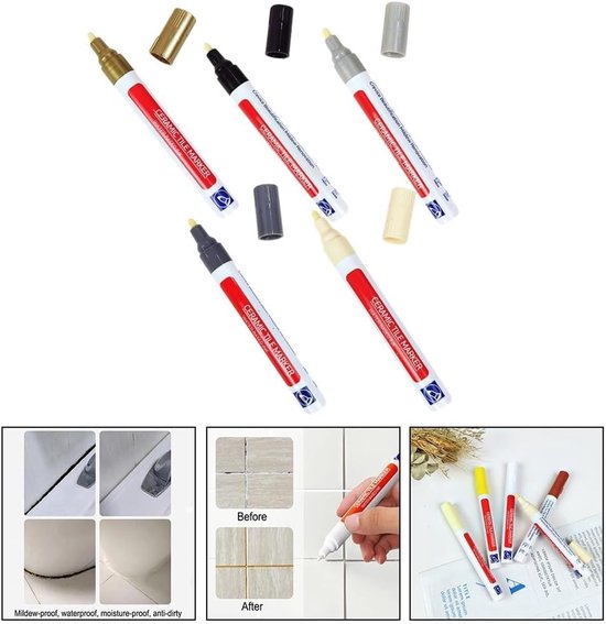Voegen Reparatie Pen - Tegel Herstel Tool - Vloer Opfrissen - Waterdichte Formule - 12 x 3 x 3 cm — afbeelding 2