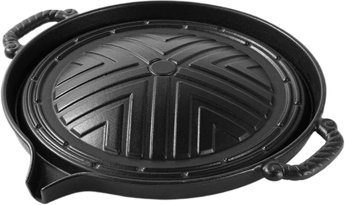 Gietijzeren Grillpan - Steak Pan - Barbecue Bereiding - Robuuste Constructie - 28 cm Diameter