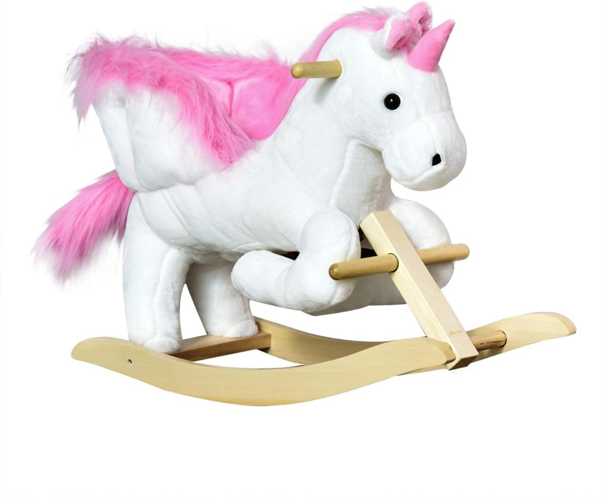 SVN® Hobbeldier - Schommeldier - Voor Jongens en Meisjes - Wit/Roze - 65cm x 32cm x 55cm