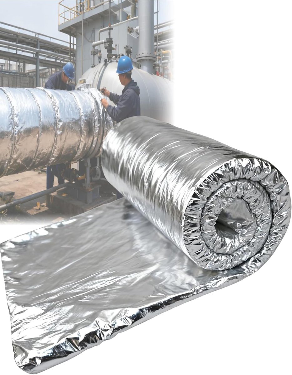 Keramische vezel isolatierol - Hitteschild deken - Hoge temperatuur bescherming - Dubbele folie laag - 61x300 cm - Zilver