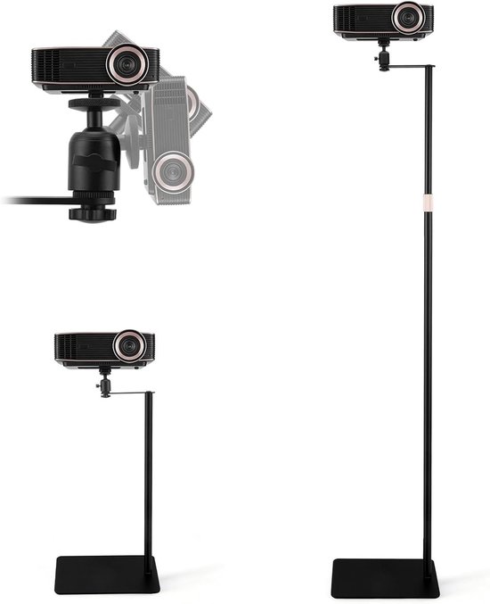 Projector standaard beamer tripod 40-160 cm verstelbaar 360° draaibaar koolstofstaal zwart universieel