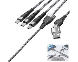 Multi Charger Kabel - Oplaadkabel 5-in-1 - Alle Apparaten Laden - Snel Laden Tot 3A - 1.2 Meter