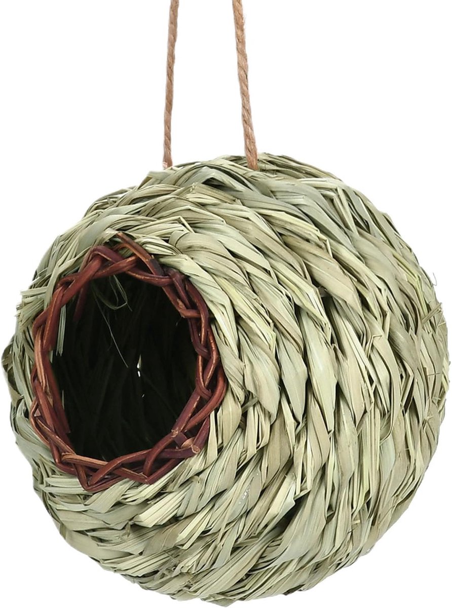 Hangend Vogelnest - Natuurlijk Kolibriehuis - Vogelopvangdecor - Chique Ontwerp - 15x15x15 cm - Natuurlijk