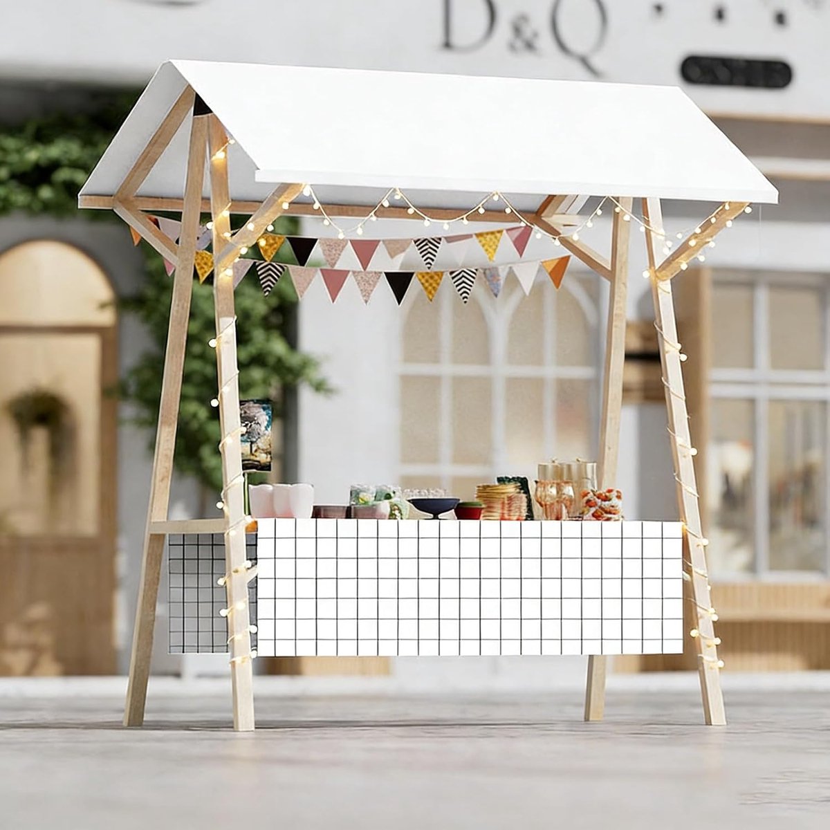 Marktkraam Rek - Houten Display - Verkoop Evenementen - Opvouwbaar Ontwerp - 150x200cm - Wit