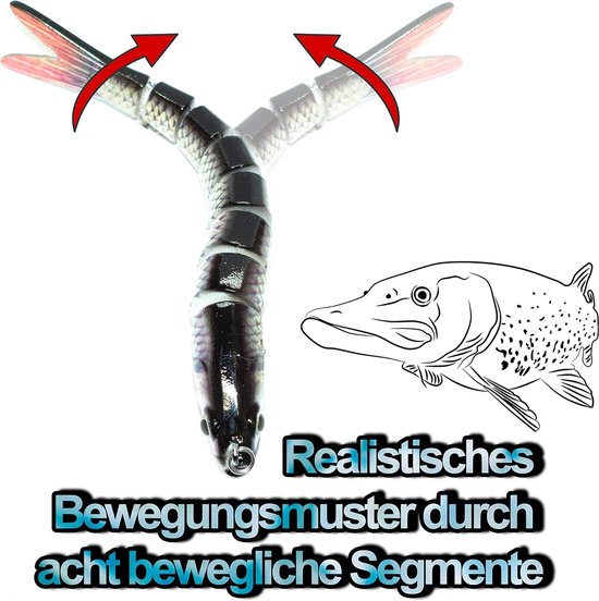 Wobbler Jerkbait - Kunstaas Vis - Roofvis Vangen - Flexibele 8-delige Constructie - 150mm 25 Gram - Rotog — afbeelding 3
