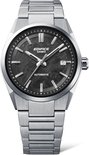 Edifice Casio herenhorloge met zilverkleurige band en donkere wijzerplaat.