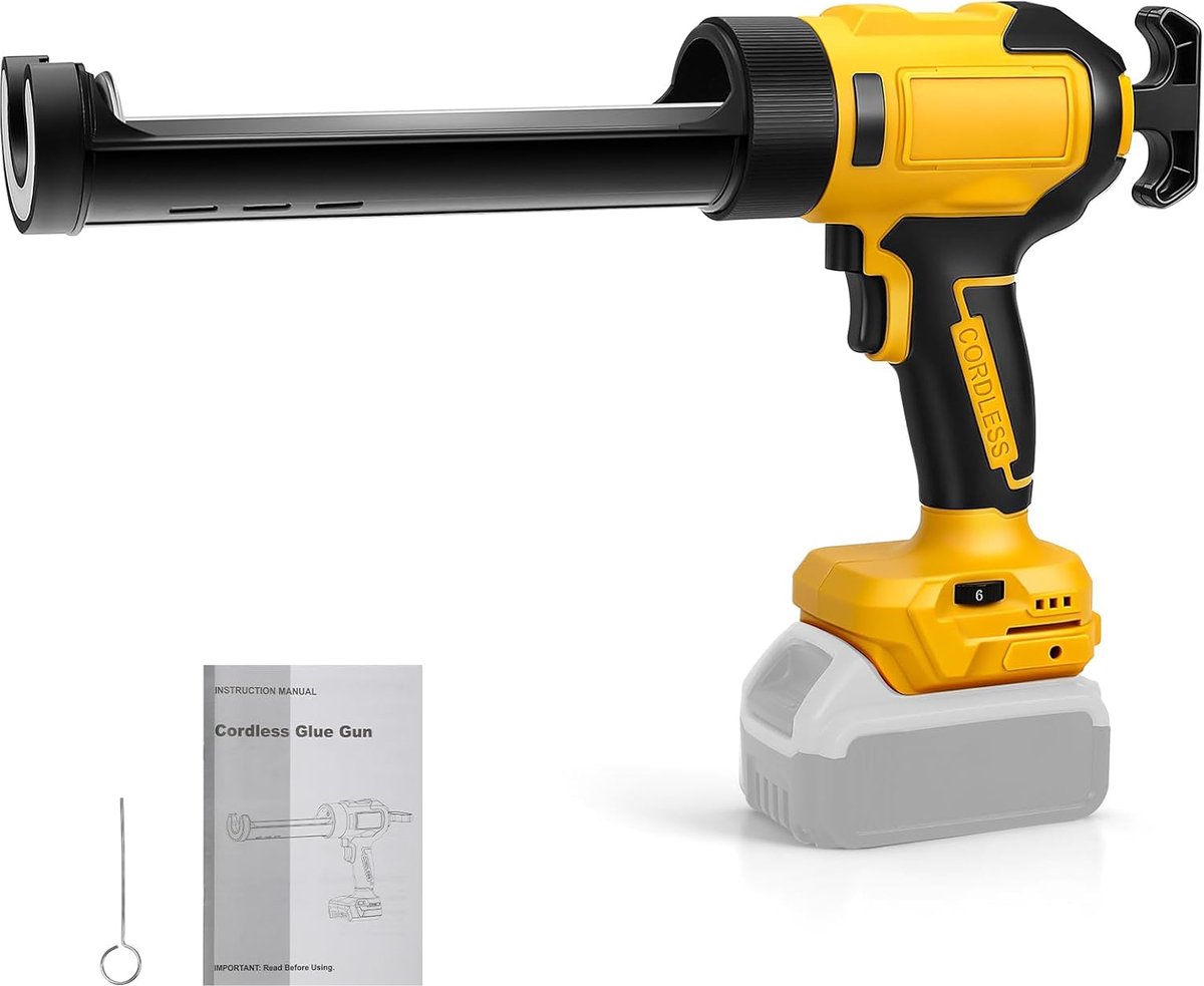 Elektrisch Kitpistool - Draadloos Lijmpistool - Vullen Afdichten - 6 Snelheden Digitaal - 300ml Cartridge - Meerkleurig