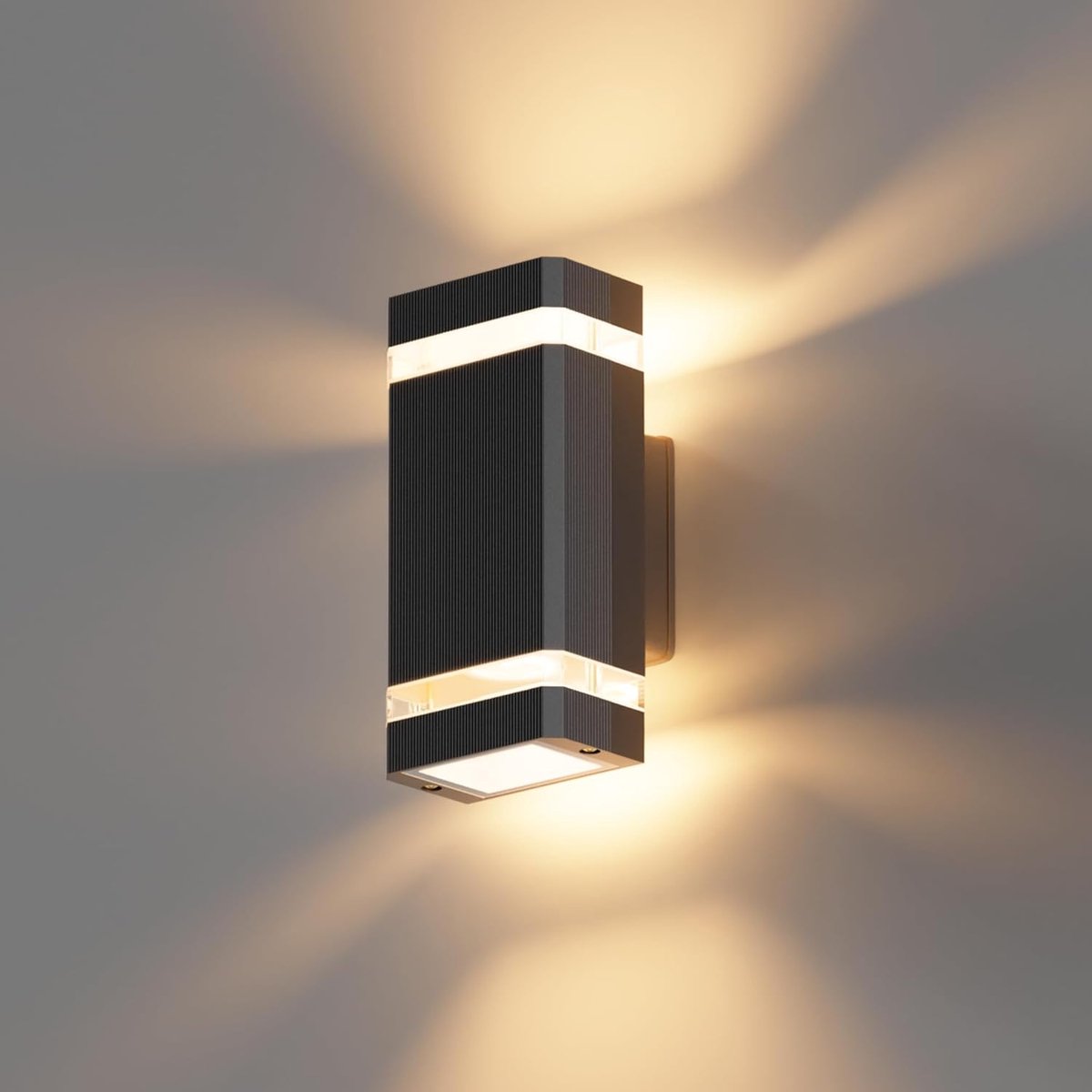 Wandlamp Binnen Buiten - Up Down Verlichting - Terras Verlichten - IP65 Waterdicht - 23.5 x 10.5 cm - Zwart