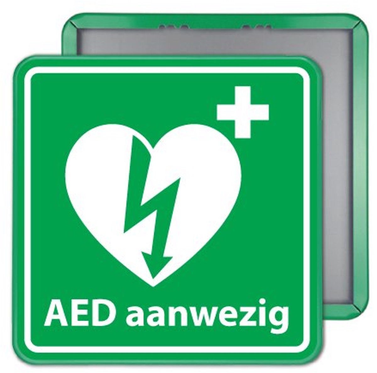 AED bord 40x40 cm - Bevestiging: Zonder bevestiging (alleen het bord)