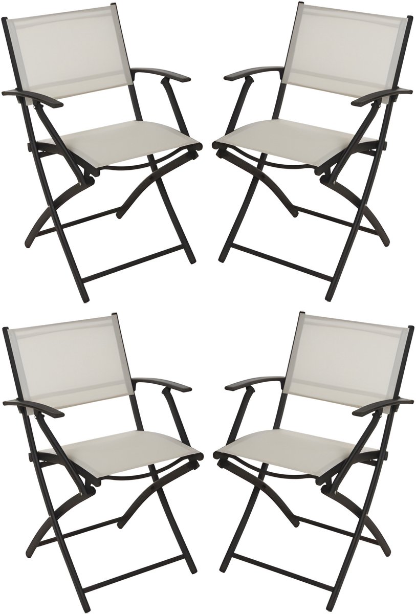 Redcliffs Klapstoel - 4x - beige - opklapbaar - 46 x 52 x 85 cm -