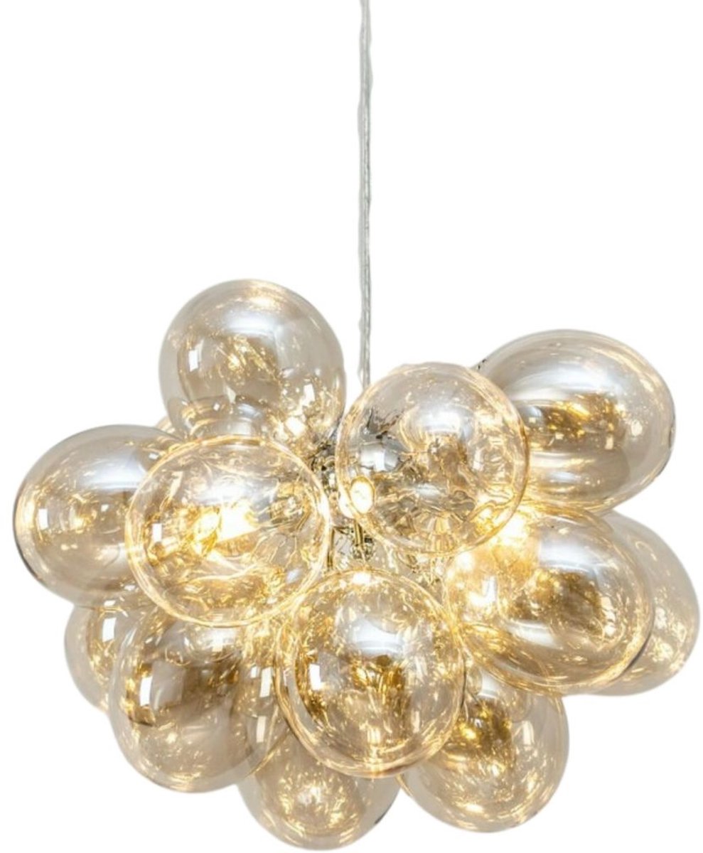 Kosilum - Bartali - Hanglamp - Amberkleurig en chroom - Glas en roestvrij staal