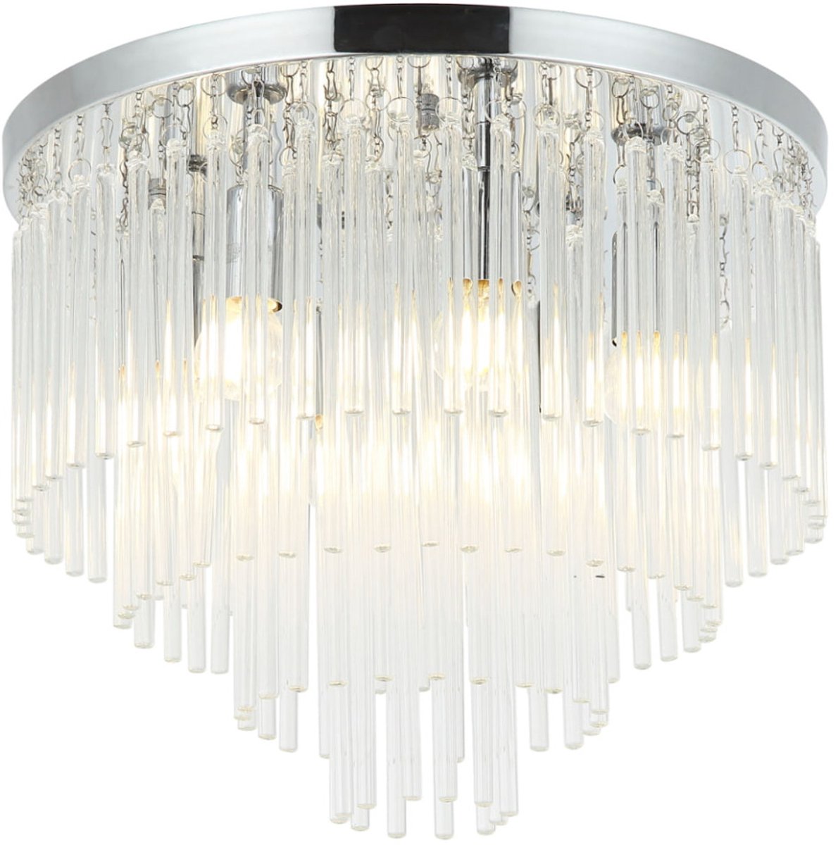 Kosilum - Sandrilla - Plafondlamp - Transparant en chroom - Metaal en glas