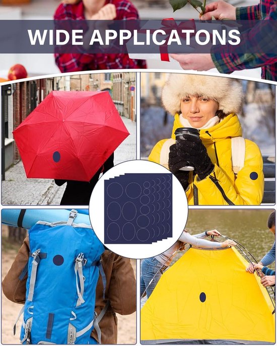 Reparatielabels Kleding - Zelfklevende Patches - Tent Reparatie - Waterdicht Nylon Materiaal - 72 Stuks Verschillende Maten - Blauw van Merkloos — afbeelding 3