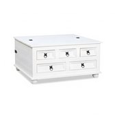 Rantry Salontafel Mexicaanse grenen Corona Range Grijs 100x60x45 cm bijzettafel, bijzettafel bank thee accent sofa tafel voor woonkamer, gastreceptie, slaapkamer en kantoor