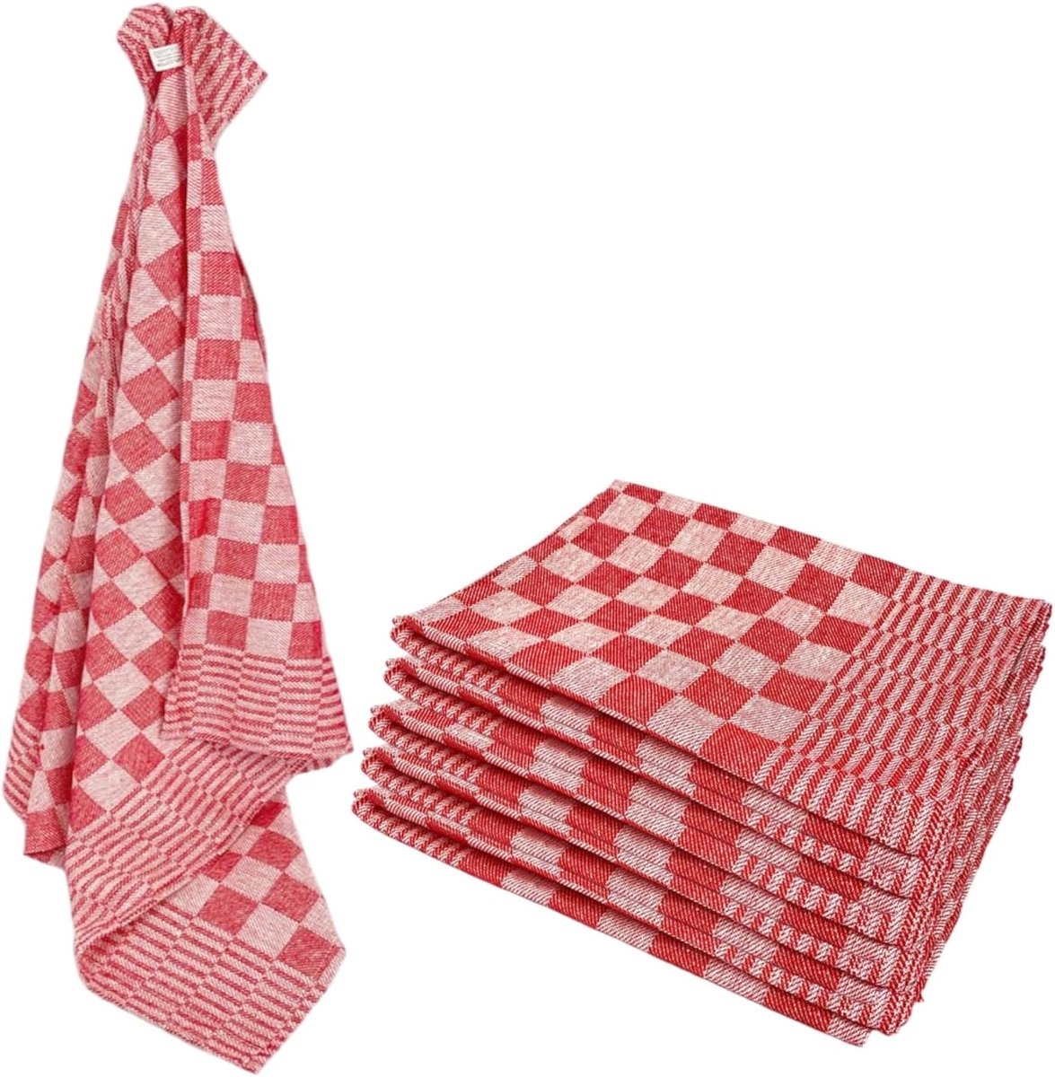 Keukendoeken Set - Katoenen Doeken - Keukenwerk - Groot formaat - 65x65 cm - Rood
