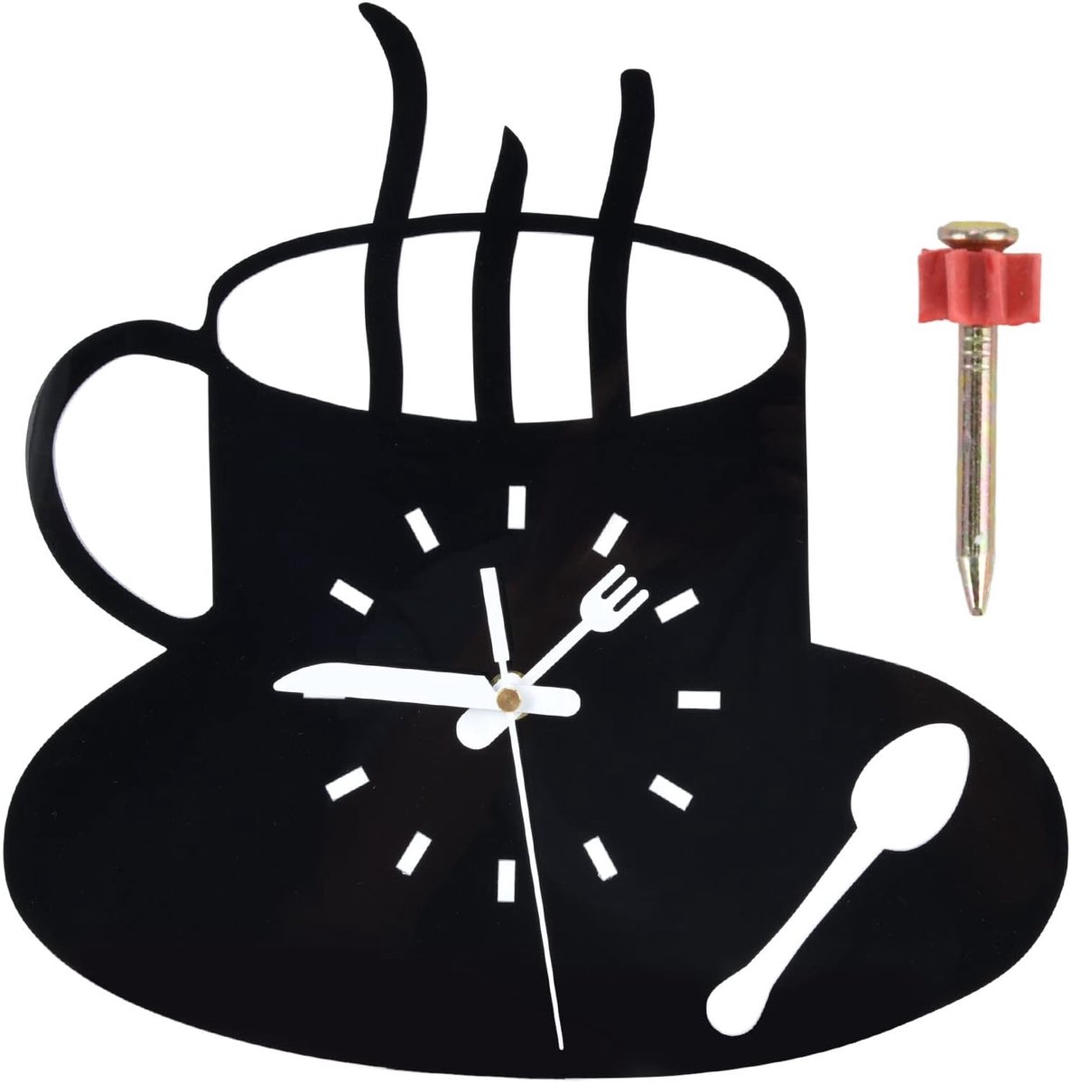 Keuken Wandklok - Moderne Klok - Stil Tijdlezen - 3D Koffie Effect - 31cm Diameter - Zwart