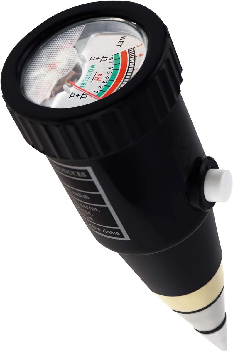 Bodem pH-meter - Vochtsensor Hygrometer - Plantenverzorging - Dubbele meting - 170mm - Zwart